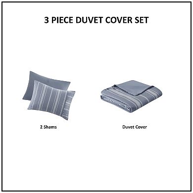 Beautyrest Kent 3-Piece Striped Herringbone Oversized Duvet Cover Set with Shams
