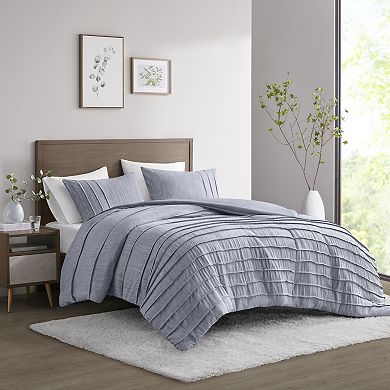Beautyrest Maddox 3-Piece Striated Cationic Dyed Oversized Duvet Cover Set with Shams