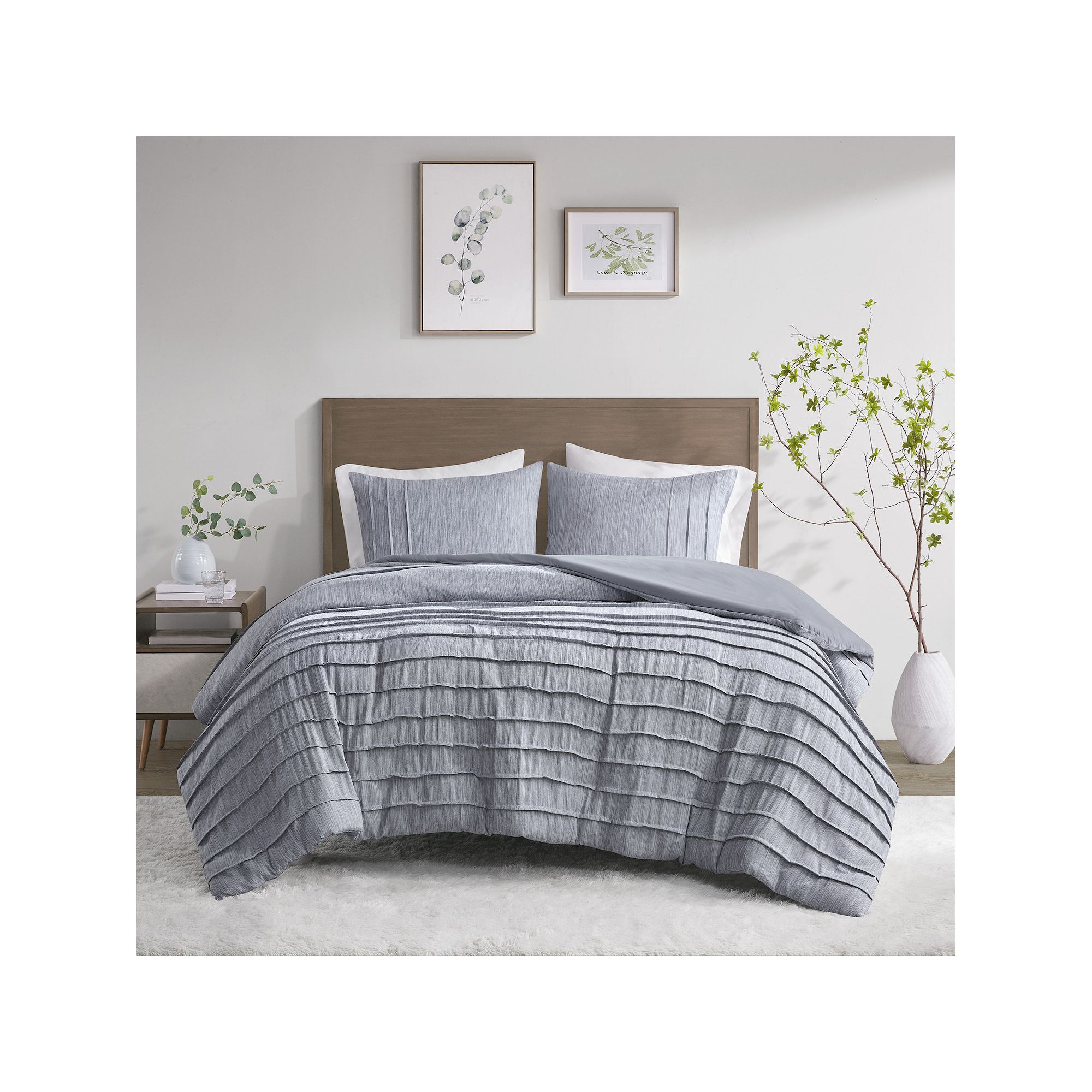 Beautyrest Maddox 3-Piece Striated Cationic Dyed Oversized Duvet Cover Set 
