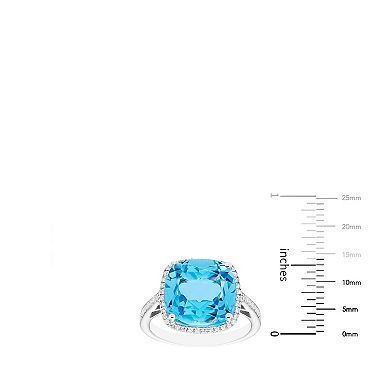 Sterling Silver Swiss Blue Topaz & 1/5 Carat T.W. Diamond Cocktail Ring