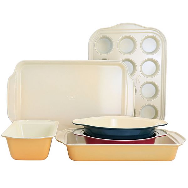 Spice by Tia Mowry Savory Saffron 6 Piece Ceramic Nonstick Bakeware Set in