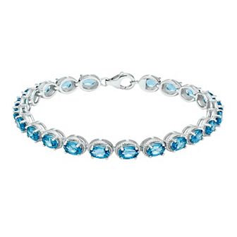 Sterling Silver Gemstone Tennis Bracelet