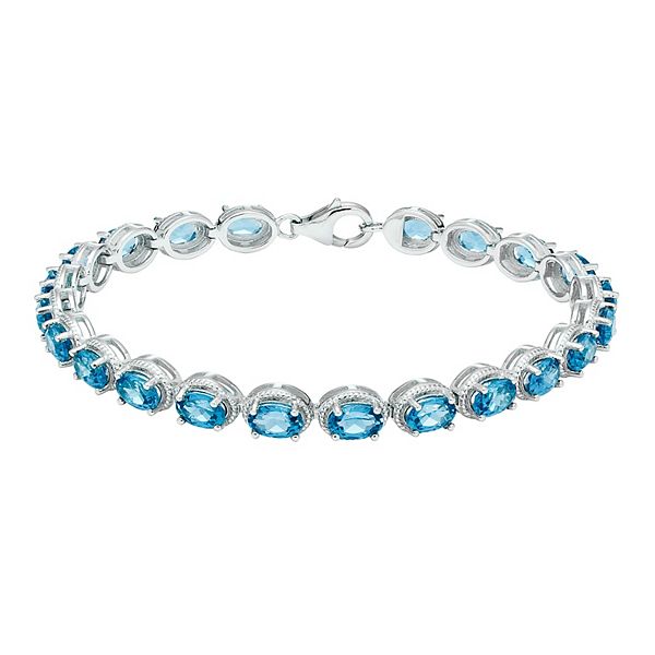 Sterling Silver Gemstone Tennis Bracelet