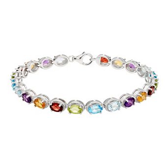Sterling Silver Gemstone Tennis Bracelet