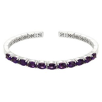 Sterling Silver Gemstone Flexible Cuff Bangle Bracelet