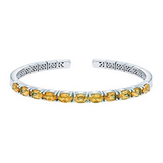 Sterling Silver Gemstone Flexible Cuff Bangle Bracelet