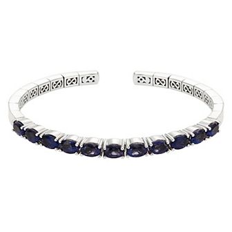 Sterling Silver Gemstone Flexible Cuff Bangle Bracelet