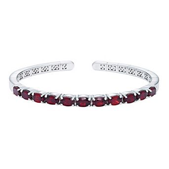 Sterling Silver Gemstone Flexible Cuff Bangle Bracelet