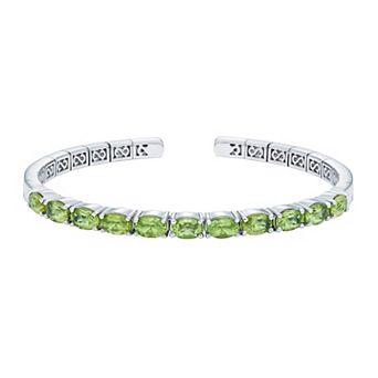 Sterling Silver Gemstone Flexible Cuff Bangle Bracelet
