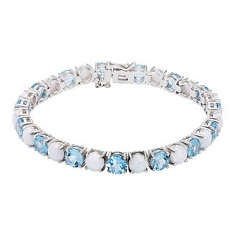 Sterling Silver Shades of Blue Topaz Gemstone Tennis Bracelet