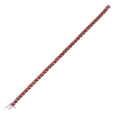 Sterling Silver Princess Cut Lab Created Ruby Tennis Bracelet