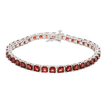 Sterling Silver Princess Cut Lab Created Ruby Tennis Bracelet