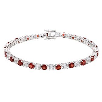 Sterling Silver Amethyst & Lab-Created White Sapphire Tennis Bracelet