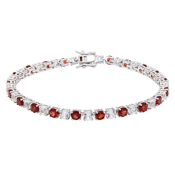 Sterling Silver Amethyst & LabCreated White Sapphire Tennis Bracelet