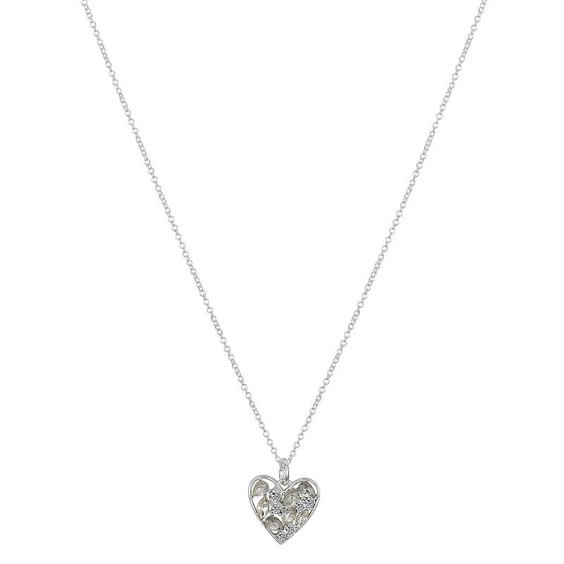 Brilliance Fine Silver Plated Crystal Heart Pendant Necklace with Extender