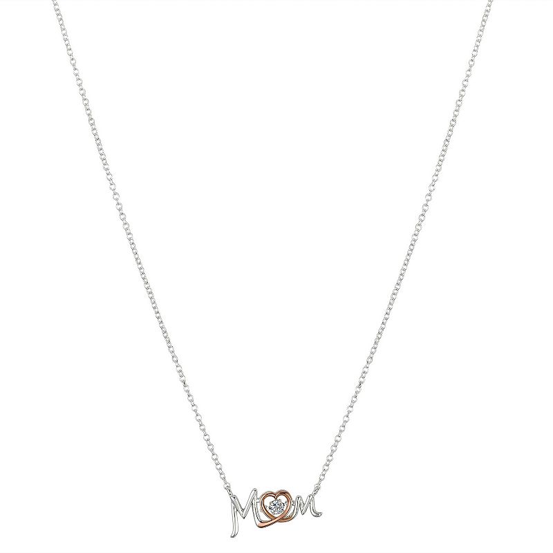 Brilliance 14k Two-Tone Rose Gold Flash-Plated Dancing Crystal Mom Sta