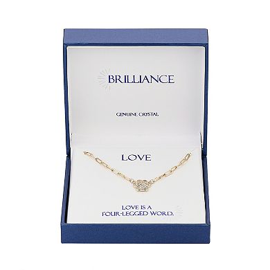 Brilliance 14k Gold Flash-Plated Crystal Paw Link Chain Necklace with Extender