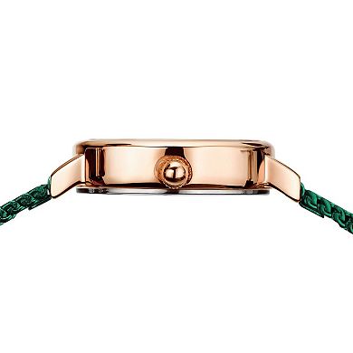 Berring Women's Rose-Tone Case & Green Milanese Strap Watch