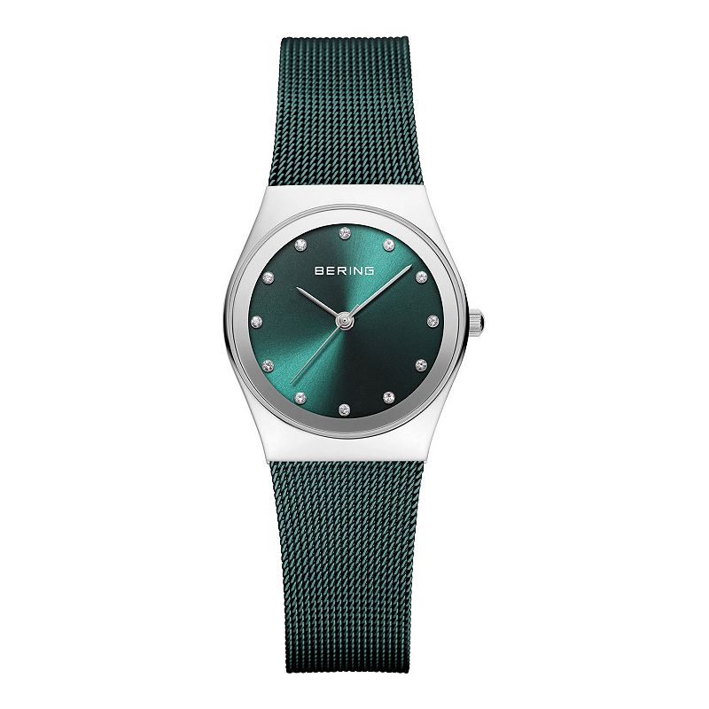 BERING Womens Stainless Steel Green Milanese Strap Watch, Size: Small