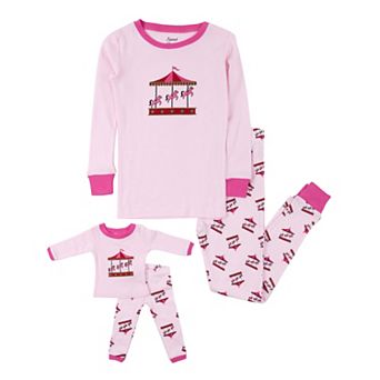 Leveret Girls and Doll Cotton Pajamas Carousel