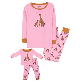 Leveret Girls and Doll Cotton Pajamas Giraffe