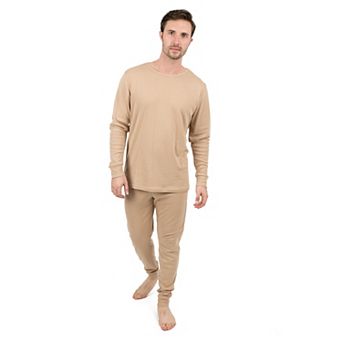 Leveret Mens Two Piece Cotton Pajamas Neutral Solid Color