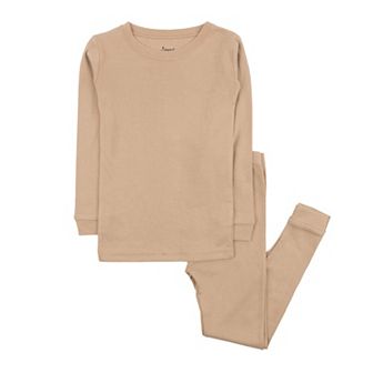 Leveret Toddler Two Piece Cotton Pajamas Neutral Solid Color