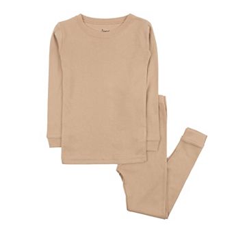Leveret Toddler Two Piece Cotton Pajamas Neutral Solid Color