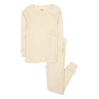 Leveret Toddler Two Piece Cotton Pajamas Neutral Solid Color
