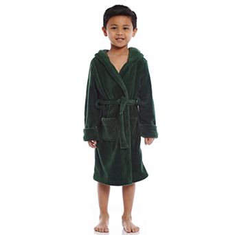Leveret Kids Fleece Hooded Robe Classic Solid Color