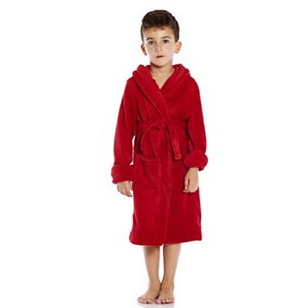 Leveret Kids Fleece Hooded Robe Classic Solid Color
