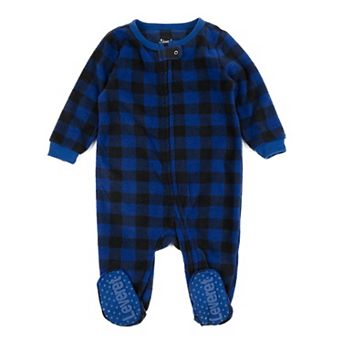 Leveret Kids Footed Fleece Pajama Plaid