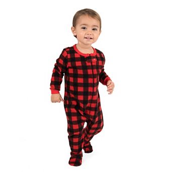 Leveret Kids Footed Fleece Pajama Plaid