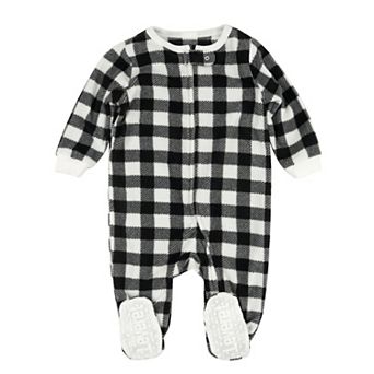 Leveret Kids Footed Fleece Pajama Plaid