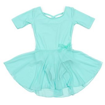 Leveret Girls Short Sleeve Skirt Leotard Classic Solid Color