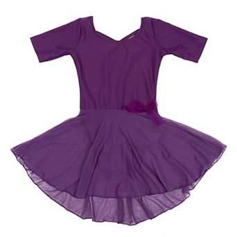 Leveret Girls Short Sleeve Skirt Leotard Classic Solid Color