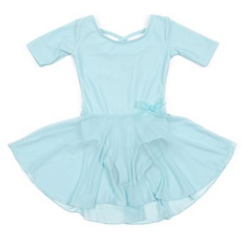 Leveret Girls Short Sleeve Skirt Leotard Classic Solid Color