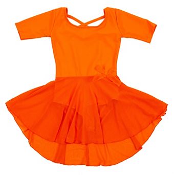 Leveret Girls Short Sleeve Skirt Leotard Classic Solid Color