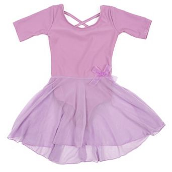 Leveret Girls Short Sleeve Skirt Leotard Classic Solid Color