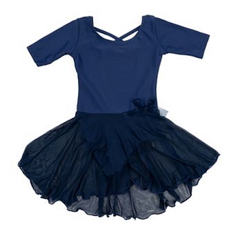 Leveret Girls Short Sleeve Skirt Leotard Classic Solid Color