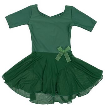Leveret Girls Short Sleeve Skirt Leotard Classic Solid Color