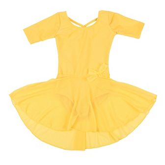 Leveret Girls Short Sleeve Skirt Leotard Classic Solid Color