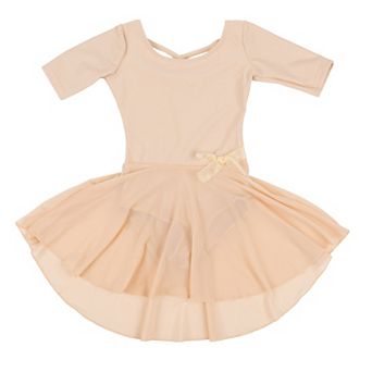 Leveret Girls Short Sleeve Skirt Leotard Neutral Solid Color