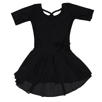 Leveret Girls Short Sleeve Skirt Leotard Neutral Solid Color