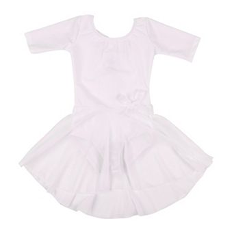 Leveret Girls Short Sleeve Skirt Leotard Neutral Solid Color