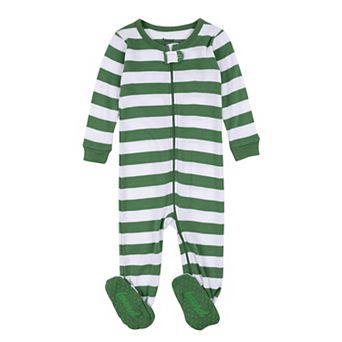 Leveret Kids Footed Cotton Pajama Christmas Striped