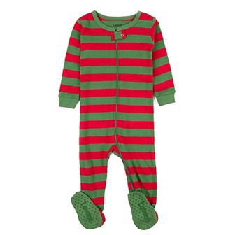 Leveret Kids Footed Cotton Pajama Christmas Striped