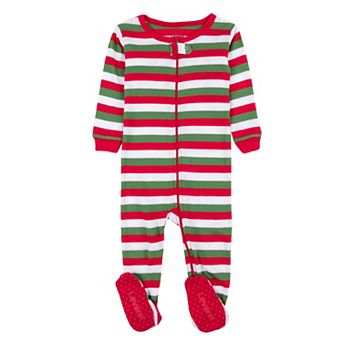 Leveret Kids Footed Cotton Pajama Christmas Striped