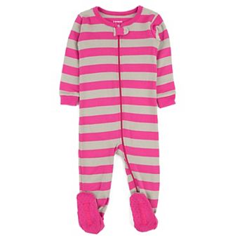 Leveret Kids Footed Cotton Pajama Girls Striped