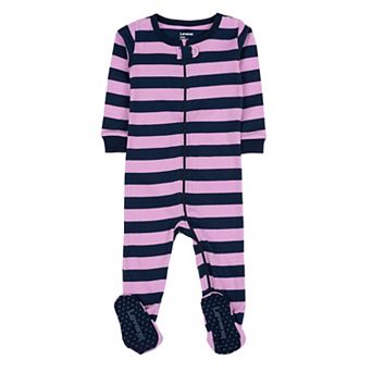 Leveret Kids Footed Cotton Pajama Girls Striped